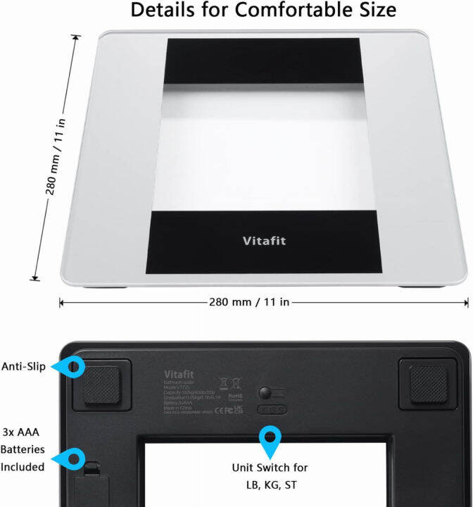 vitafit-digital-body-weight-bathroom-scale-weighing-professional-since-2001-crystal-clear-led-and-step-on-batteries-included-400lb-180kg-silver-weight-scale-silver