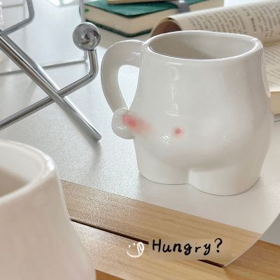 【High-end cups】แก้วกาแฟเซรามิกและถ้วยเนื้อท้องสาวแก้วถ้วยนมสร้างมนุษย์รูปถ้วยกาแฟ Kawaii แก้วที่มีด้ามจับ
