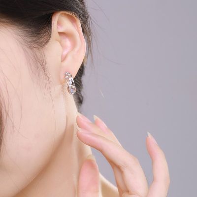 MODIAN Genuine 925 Sterling Silver Fashion Hollow Out Stud Earrings For Women Delicate Pink Blue Opals Ear Pins Fine JewelryTH