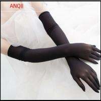 ANQII ครีมกันแดด ตาข่าย Opera Prom ถุงมือโปร่งใส นวมไร้รอยต่อ เชียร์ยาว ถุงมือ Pantyhose Finger