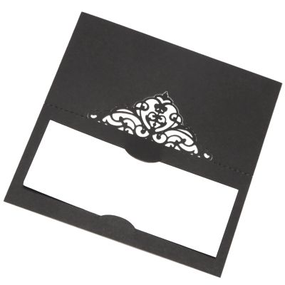 100 Pcs Table Place Cards with White Inserts Crown Tent Cards Name Cards for Wedding Banquets Buffet Bridal Black