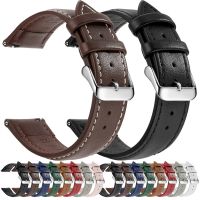 ☾ Premium Samsung Genuine Leather Watchband Flat Soft Casual Watch Band Huawei Wrist Strap 18mm/20mm/22mm Watch Bracelets