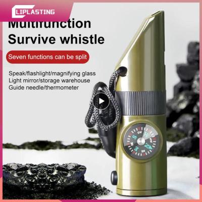 Portable Survival Whistle Multi-function Whistle 7 In 1 With Led Light Thermometer Compass Multifunctional Whistle Outdoor Tools Survival kits