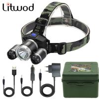 Litwod Led Headlamp Built in Battery Waterrpoof Headlight Head Flashlight Torch White Color Lamp Usb Rechargeable for Camping