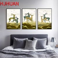 3pcs diamond embroidery Abstract golden deer full square round diamond painting cross stitch kit mosaic stickers home decoration