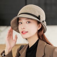 【CW】 2021 Fashion Hats Bow Panama Hat Warm Fishing Cap for Female