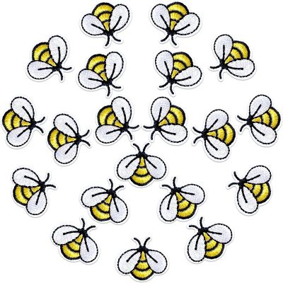 20 PCS Bee Sewing Patches Embroidered Applique Iron on Patches Sew on Decoration for Bags Clothes Jackets DIY Art