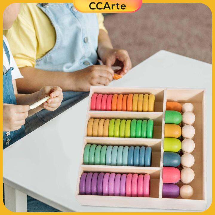 CCArte Wooden Rainbow Stacking and Sorting Toy Wooden Rainbow Stacker