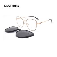 KANDREA Vintage Cateye Polarized Sunglasses Women Clip on Brand Designer Optical Myopia Glasses Frame Magnetic Eyewear DT30039