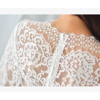 summers new Korean celebrity temperament slim V-neck medium length lace wrap hip skirt dress woman