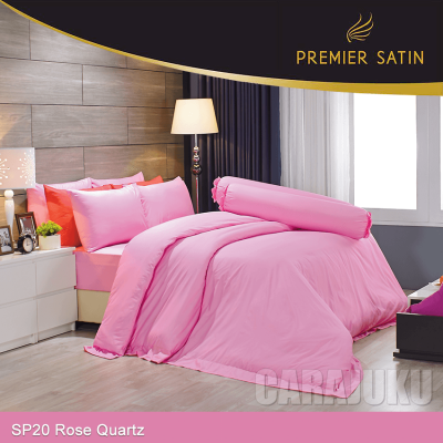PREMIER SATIN ชุดผ้าปูที่นอน สีชมพู Rose Quartz SP20 #ซาติน ชุดเครื่องนอน 3.5ฟุต 5ฟุต 6ฟุต ผ้าปู ผ้าปูที่นอน ผ้าปูเตียง ผ้านวม