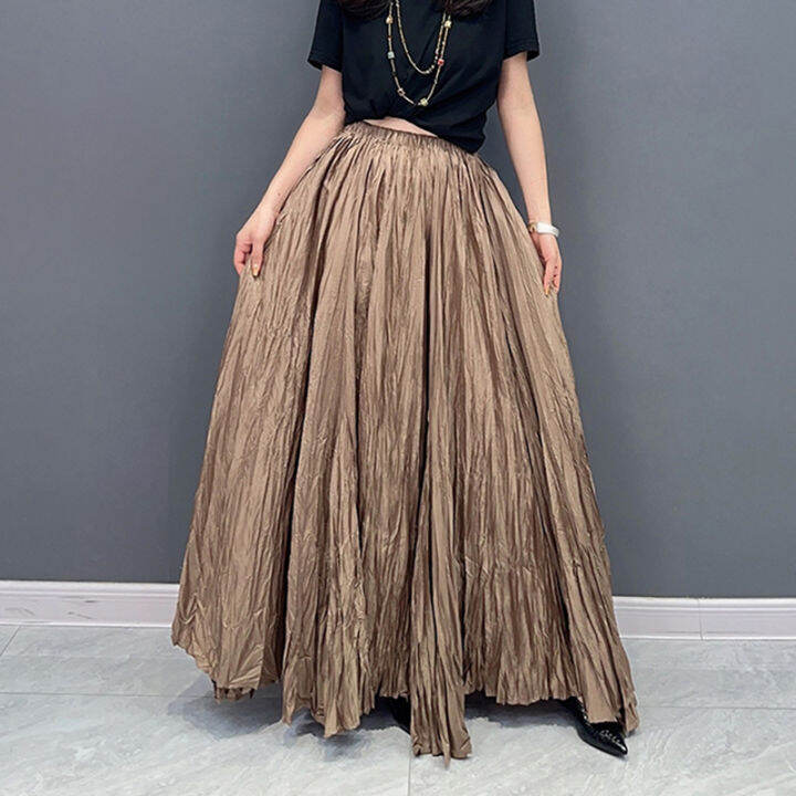 xitao-skirt-pleated-solid-casual-women-skirts