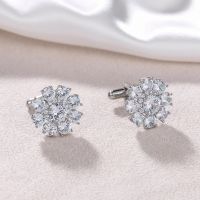 WEIMANJINGDIAN Brand New Arrival High Quality 3A Flower Cubic Zirconia CZ Crystal White Gold Plated CuffLinks Cuff Link