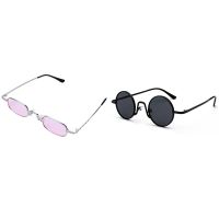 Round Sunglasses Brand Design Women Men Sunglasses Black &amp; Black Gray &amp; Clear Square Sunglasses Female Pink &amp; Silver