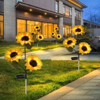 1/3 Head LED Solar Sunflower Outdoor Lawn Light Solar LED Light Garden Yard Lawn Night Lamp Landscape Garden Home Decoration Outdoor Lighting