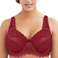 Women Lace Bra Full Coverage Bras Red Underwire Unlined Big Size Floral C D D E F G H I 34 36 38 40 42 44 46