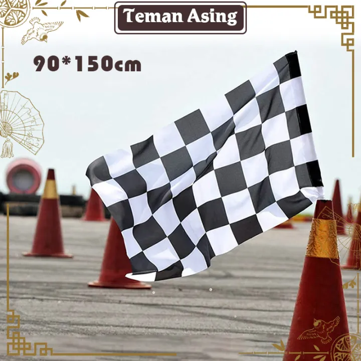 90 X 150CM Bendera Start Hitam Putih / Bendera Finish Lomba | Lazada ...