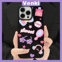 VENKI - เคสสำหรับ iPhone Soft เคสลูกอมสีดำเงาน่ารัก Gadgets แต่งหน้าป้องกันกล้องกันกระแทกสำหรับ 14 13 12 7 8 X XR