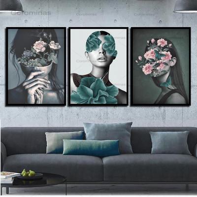 ภาพสีน้ำบนผืนผ้าใบการพิมพ์โปสเตอร์ภาพ HD สำหรับผู้หญิงดอกไม้สีชมพูด้านข้างห้องนั่งเล่นห้องนอนศิลปะบนผนังนอร์ดิกการตกแต่งบ้านเฮหยวนอนาคต