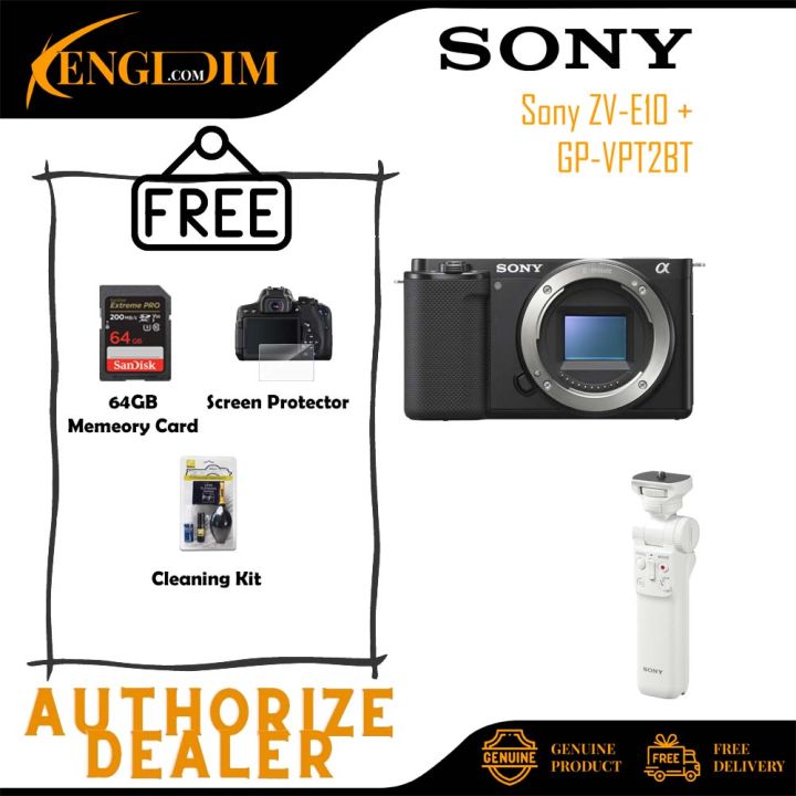 Ready Stock) Sony ZV-E10 Mirrorless Camera (Body Only) + GP-VPT2BT