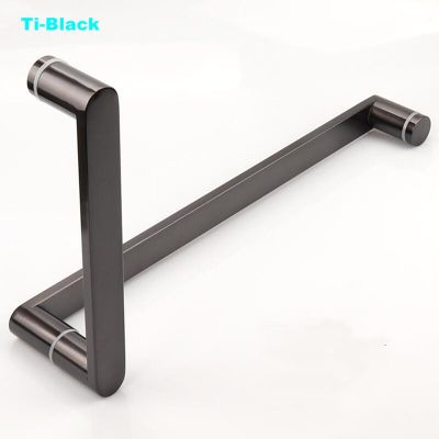 ✙ 304 stainless steel bathroom glass door handle bathroom sliding door handle square tube L-shaped three hole 225 x 425(H-300)