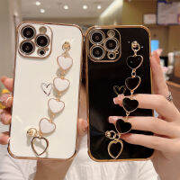 นุ่ม Electroplated สร้อยข้อมือหัวใจรักเคสศัพท์สำหรับ 13 12มินิ11โปร XS Max XR X 7 8บวก SE 2 3เคสกันกระแทก