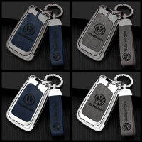 เคสฝากรอบกุญแจรีโมทรถยนต์รีโมทหนังแท้ &amp; โลหะผสมสังกะสีแบบพับได้สำหรับ Volkswagen VW Golf T-Cross T-Roc Polo Passat Tiguan Allspace Touran Teramont Javida ที่ใส่อุปกรณ์ป้องกันพวงกุญแจ