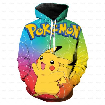 ชุดโปเกมอนสำหรับเด็กชุดจั๊มเปอร์แขนยาวเสื้อฮู้ดดี้ Pikachu พิมพ์ลายการ์ตูนเสื้อกีฬาสำหรับเด็กชายได้ดีเหมาะสำหรับเด็ก