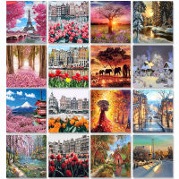 Four Seasons Scenery DIY Painting By Numbers On Canvas Oil Pictures For s Acrylic Coloring By Number Frame Home Decoration