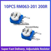 10PCS RM063-201 200R Horizontal Blue White Adjustable Resistor Plug-In Potentiometer