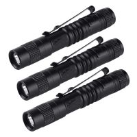 3X Flashlight Pen Torch Super Small Mini AAA XPE-R3 LED Lamp Belt Clip Light Pocket Torch with Holster