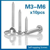 10pcs/lot Cross Recessed Truss Head Self-tapping Screw 304 Stainless Steel M2 M3 M 3.5 M4 M5 M6 Phillips Mushroom Head Screw Nails Screws  Fasteners