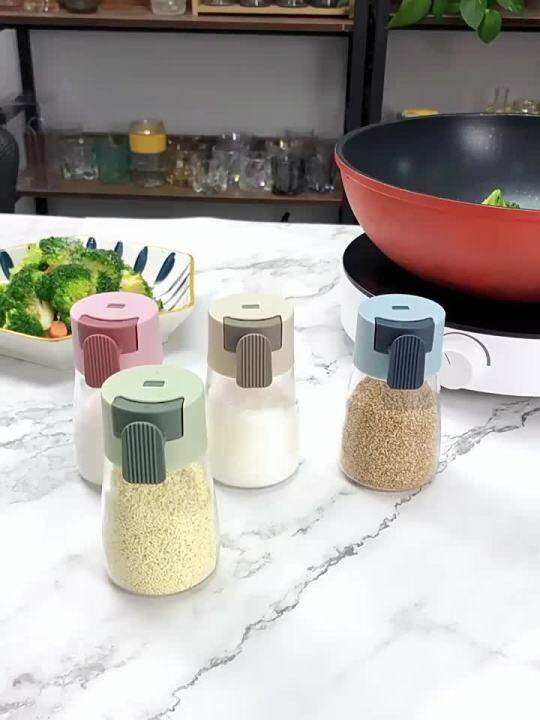 Salt Control Bottle Home Kitchen Sugar Bowl Push Type Seasoning Dispenser  Pepper Shaker Spice Salt Sugar Bottle Kitchen Gadgets