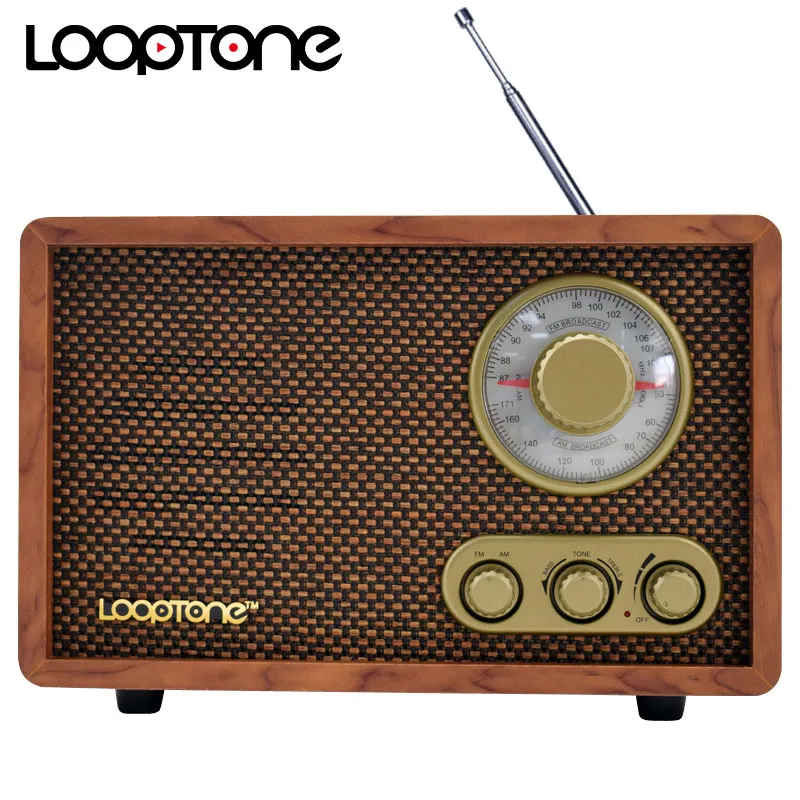 LoopTone Tabletop AM/FM Hi-Fi Bluetooth Radio Vintage Whip Antenna Retro Classic  Radio W/ Built-in Speaker Treble&Bass Control Hand-crafted Wood | Lazada PH