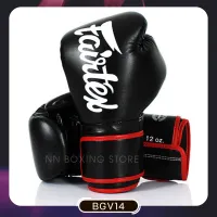 Fairtex Boxing Gloves BGV14BB Black Red 8,10,12,14,16 oz. Microfiber แฟร์แท็ค สีดำ-ขอบแดง นวมซ้อม ชกมวย ผลิตจากไมโครไฟเบอร์เกรดพรีเมี่ยม