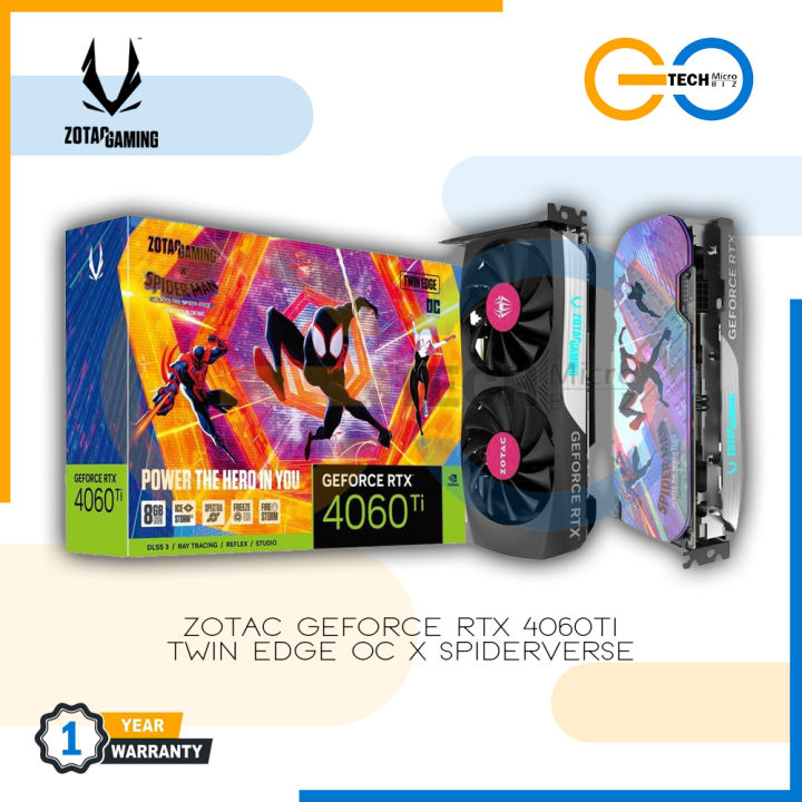 Zotac Gaming Geforce Rtx 4060ti 8gb Twin Edge Oc Spiderman Spiderverse 4060ti Video Card Gpu 1565