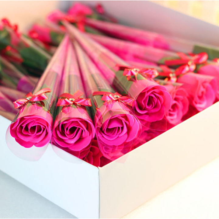 ดอกไม้ประดิษฐ์จำลองดอกกุหลาบดอกคาร์เนชั่นสบู่สบู่ดอกไม้ของขวัญวันวาเลนไทน์
