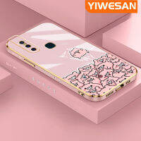 YIWESAN เคสสำหรับ Vivo V15 V15 Pro หมูลายการ์ตูนสีชมพูใหม่กรอบสี่เหลี่ยมเคลือบพื้นผิวเคสนิ่มซิลิกาเจลกันกระแทกเคสมือถือรวมทุกฝาครอบป้องกันเลนส์กล้องถ่ายรูป