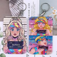 【LZ】☾  Desenhos animados Barbies Chaveiro Titular do cartão Pink Day Eu sou Kenough Banco Bus ID Credit Cards Chaveiro Popular