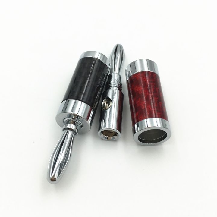 10pcs-audio-connector-hifi-rhodium-plated-carbon-fiber-speaker-cable-4mm-banana-male-terminal-plug-connector