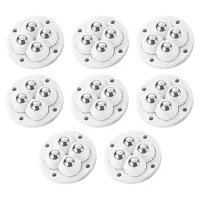 8Pcs Self Adhesive Ball Universal Wheel 4 Beads Stainless Steel Pulley Base for Furniture Bedside Table Base