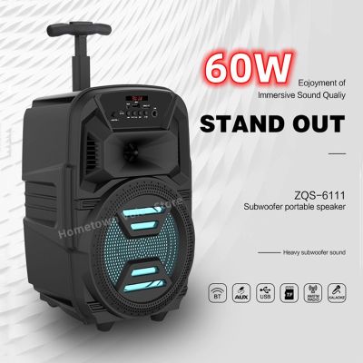 ลำโพงบลูทูธ60W พลังสูงคาราโอเกะบ้านปาร์ตี้กลางแจ้งไร้สายแบบพกพาไมโครโฟนคอลัมน์ควบคุมระยะไกล Caixa De Som