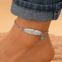 Bohemian Feather Anklets for Women Retro Ethnic Silver Color Hollow Leaf Bracelets for Men Beach Jewelry Couple Lovers Gifts