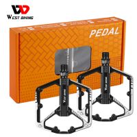 WEST BIKING Ultralight Bike Pedals DU Bearing MTB Road Bicycle Pedals 126x103x20mm Aluminum Alloy Anti slip Cycling Pedals