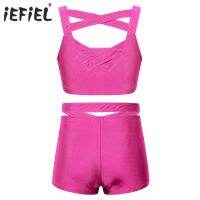 【cw】 2021 New Clothing Kids Baby Short Sleeve Crop Shorts Gym Ballet Outfits Color 2Pcs Set Tracksuit 【hot】