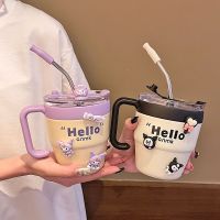 ☄ Kulomi high-value cup insulation cup water cup girls stainless steel straw coffee cup office mug