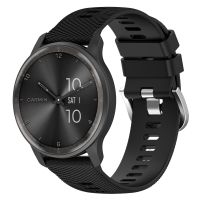 สำหรับสายนาฬิกาข้อมือซิลิโคนสีทึบพื้นผิวแบบกากบาท20มม. สำหรับ Vivoactive3 Garmin (สีดำ)