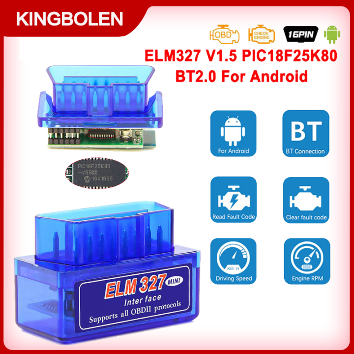 KINGBOLEN -PIC18F25K80 Chip Super Mini ELM327 V1.5 Bluetooth Double ...
