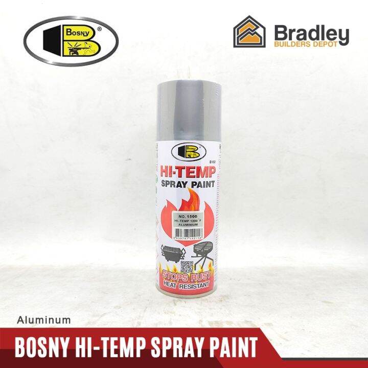 Bosny Hi Temp Acrylic Spray Paint 1200F (Black, Flat Black, Aluminum