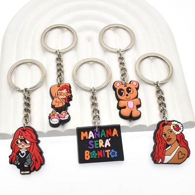 1 Piece Pop Singer Karol G Cartoon Key Chain Soft Rubber Women Handbag Fashion Jewelry Accessories Keyring Pendant for Fans Key Chains